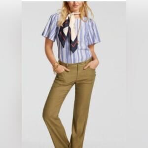 CAbi Nautical Wing Sleeve top Coastal Preppy Resort Luxury Preppy Sz S New Linen